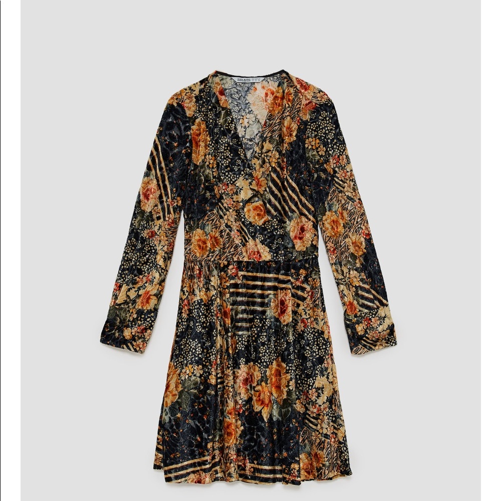 Zara floral velvet mini dress - Picture 6 of 7
